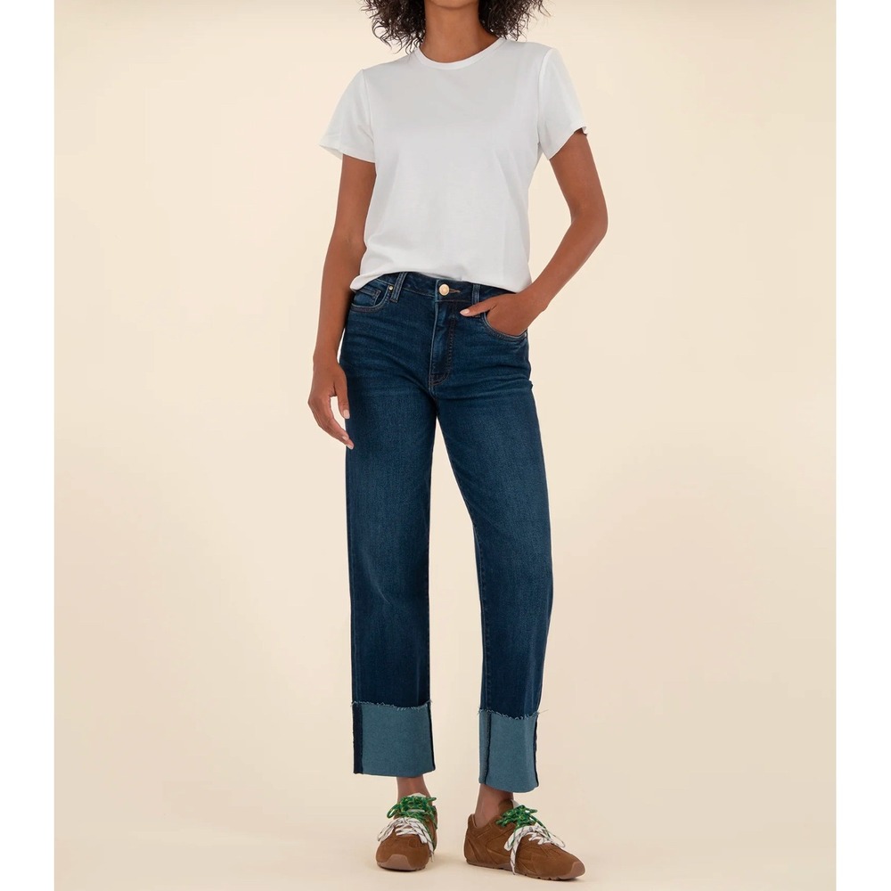 KUT From The Kloth Women's Size 2 High Rise Fay Fab Ab Straight Leg Cuffed Jeans